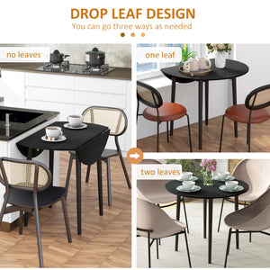 Folding Dining Table, Round Drop Leaf Kitchen Table for Small Spaces with Wood Legs, Oak – view 10