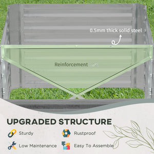 Galvanized Raised Garden Bed, Steel Outdoor Planters with Reinforced Rods, 71" x 35" x 23", Light Grey