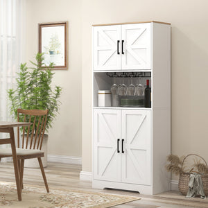 Farmhouse Kitchen Pantry, 68" Freestanding Hutch Storage Cabinet with Microwave Oven Countertop, Black – view 14