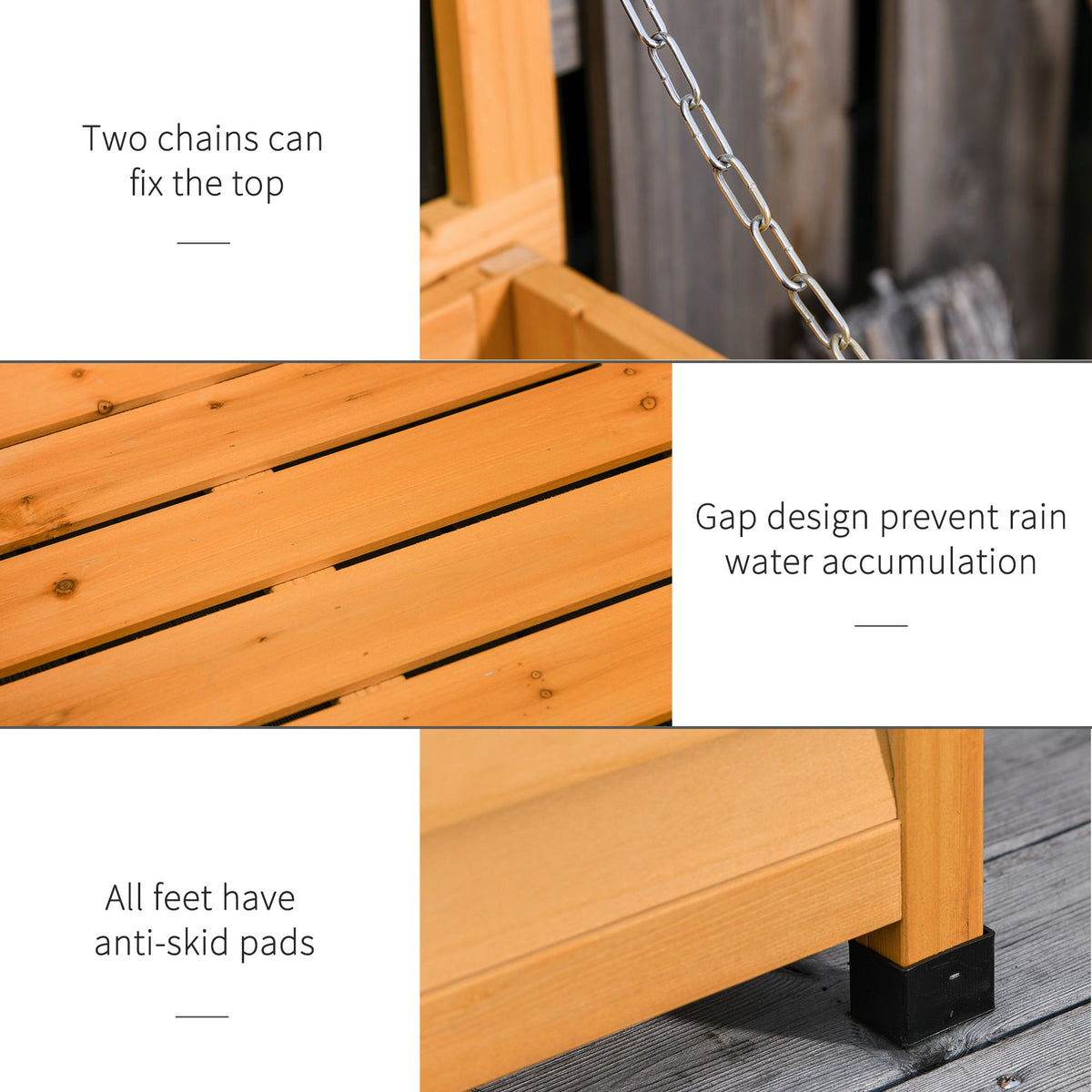 75 Gallon Wooden Storage Box patio Deck Box Bench, Garden Backyard Outdoor Storage Container with Aerating – view 18