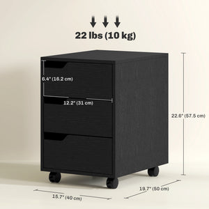 3 Drawer File Cabinet, Mobile Vertical Filing Cabinet with Wheels – view 9