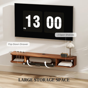 47" Floating TV Stand for TVs up to 50 Inch, Wall Mounted Media Console with Flip Drawer and 2 Open – view 4