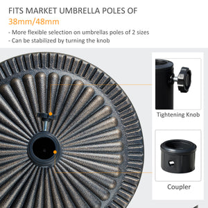 Round Umbrella Base Φ19.1", 31.5 lbs Resin Stand with Decorative Design for Poles 1.5"/1.9", Bronze