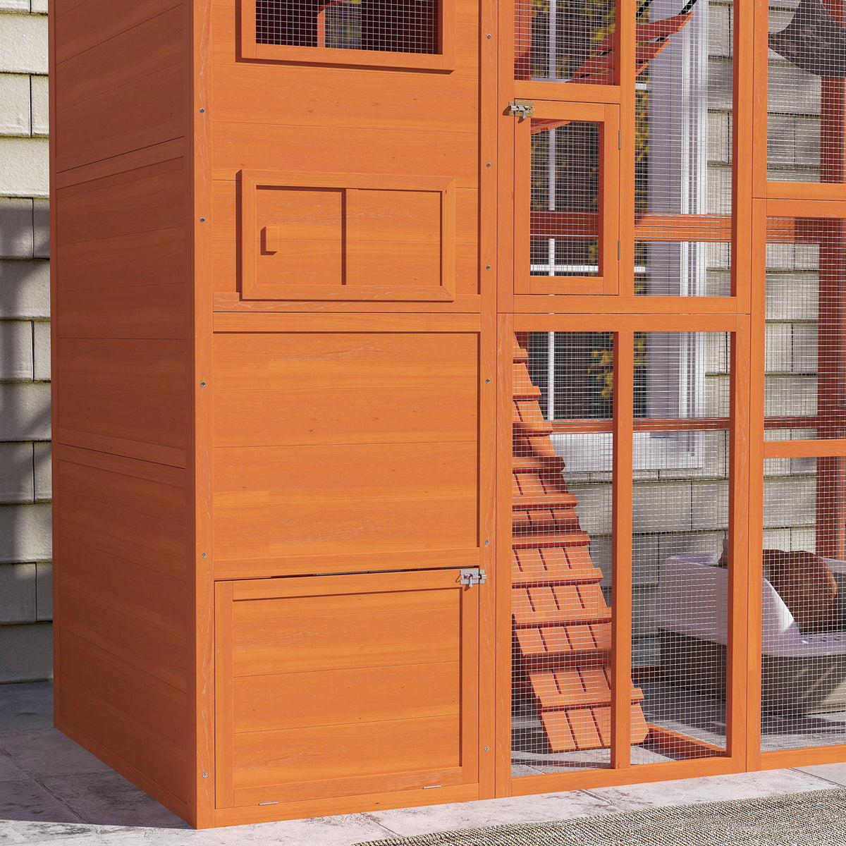 76" Catio Outdoor Cat Enclosure with Cat Condo, Jumping Platforms, Ladder, Ramps – view 13