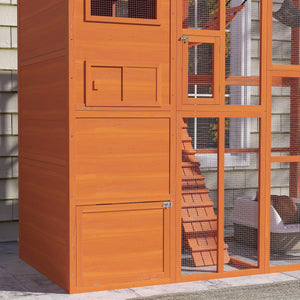 76" Catio Outdoor Cat Enclosure with Cat Condo, Jumping Platforms, Ladder, Ramps – view 13