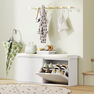 Entryway Bench with Padded Seat and Flip-Drawers, Holds up to 265lbs – view 14