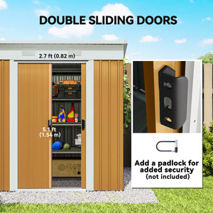 6' x 4' Outdoor Storage Shed, Metal Garden Tool Storage House Organizer with Lockable Sliding Doors and – view 18