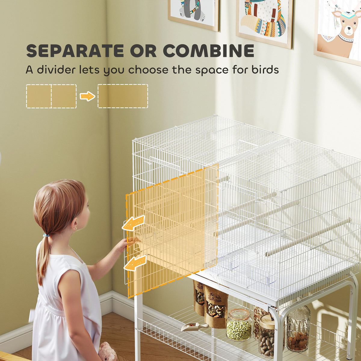 18" H Bird Cage, Large Parakeet Cage for Budgie, Lovebird, Canary, Finches with Divider, Black – view 17
