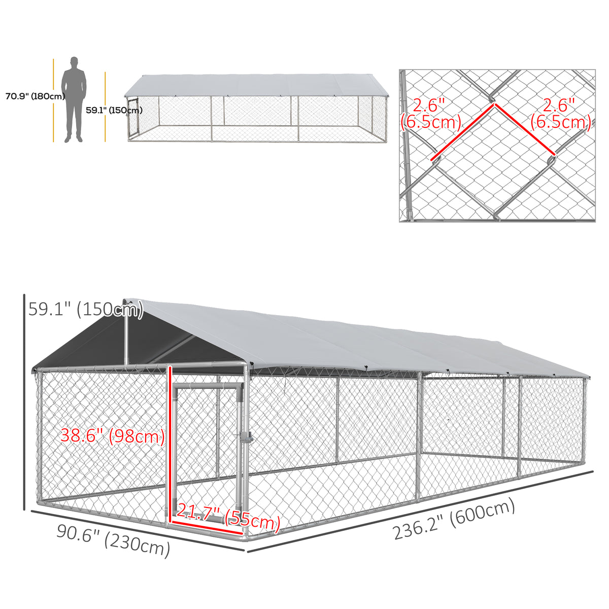 13.1' x 7.5' x 4.9' Outdoor Dog Kennel Dog Run with Waterproof – view 9