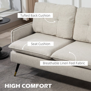 55" Loveseat Sofa, Linen Love Seat w/ S spring, Steel Legs and Button Tufting, Small Couch for Living Room – view 10