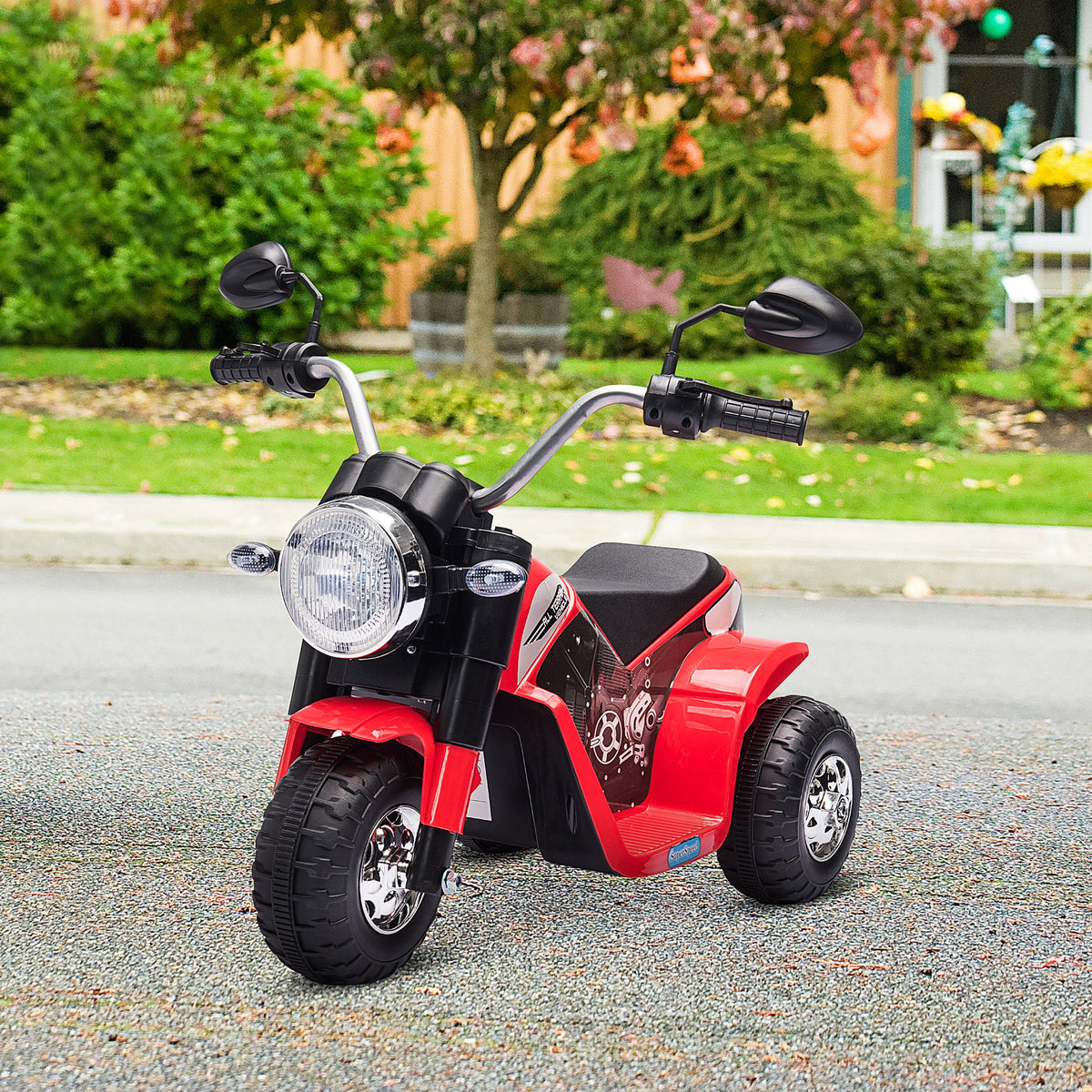Aosom Kids Electric Motorcycle 6V Battery Powered Ride-On Dirt Bike 3-Wheels Motorbike with Horn Headlights Realistic Sounds 1.24mph Speed for Girls Boy 18 - 36 Months