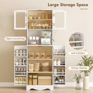 71" Kitchen Pantry Cabinet, Freestanding Kitchen Hutch with 8 Door Shelves – view 10