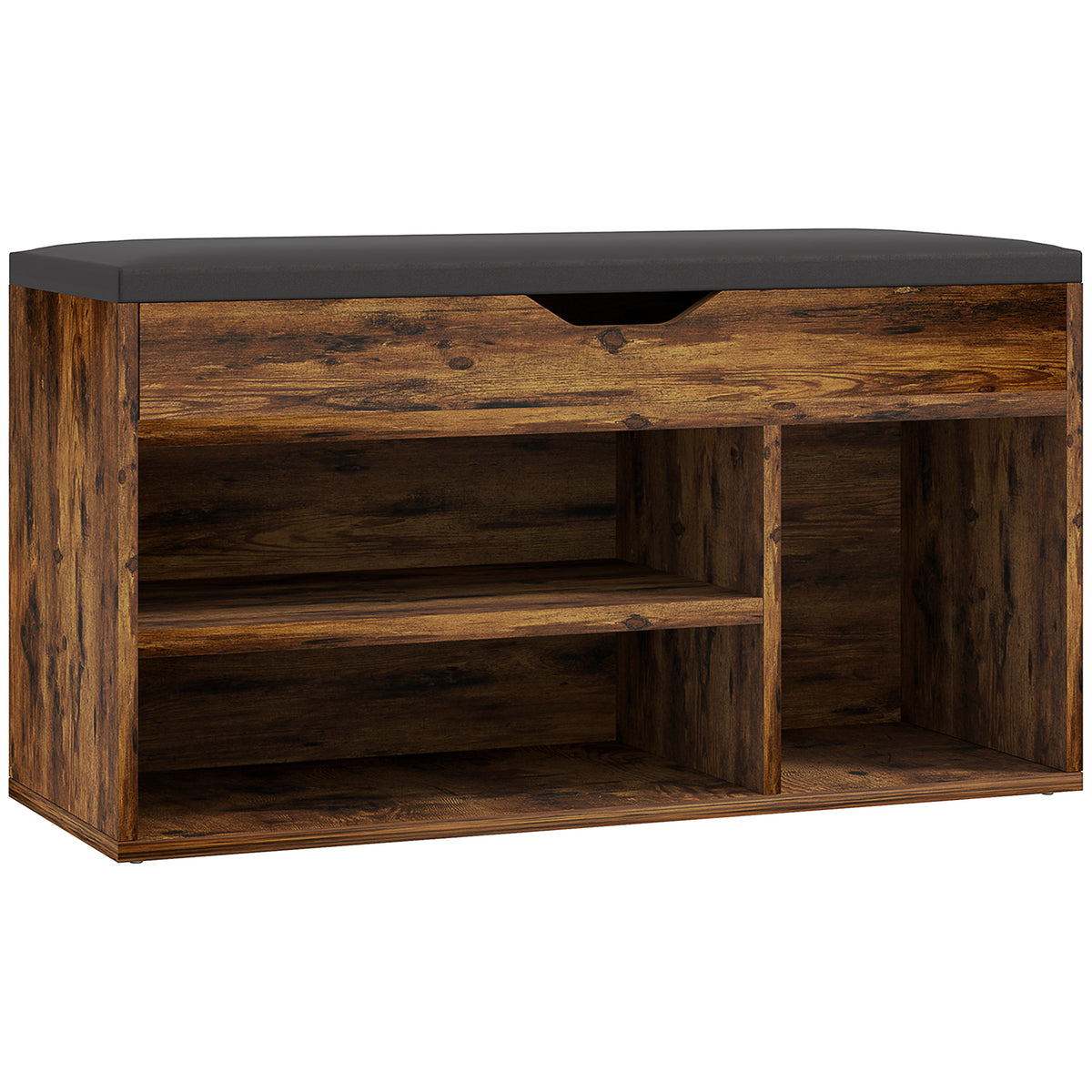 Shoe Bench Entryway Storage Rack with Padded Cushion, Hidden Storage for Hallway, Living Room, Natural – view 15
