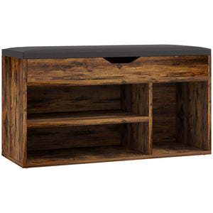 Shoe Bench Entryway Storage Rack with Padded Cushion, Hidden Storage for Hallway, Living Room, Natural – view 15