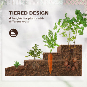 4-Tier Raised Garden Bed, Vertical Wooden Elevated Planter Box Kit with Liner for Vegetable, Flower, Herb, Dark Brown