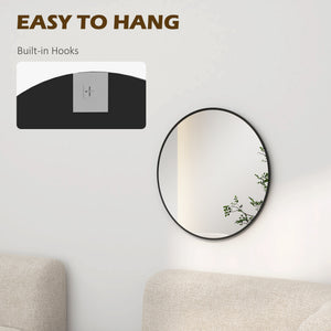 24" Decorative Wall Mirror for Bedroom Living Room, Modern Round Bathroom Mirror for Home Decor, Black – view 5