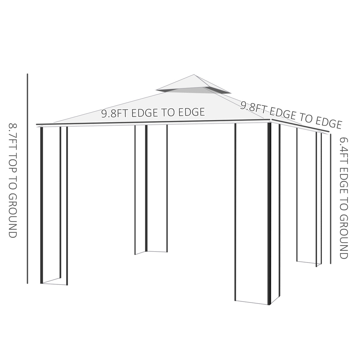 10'x10' Soft-top Steel Patio Gazebo Outdoor Sun Shelter with 2-Tier Polyester Roof, Curtain Sidewalls, Beige – view 9