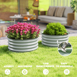 Set of 2 Raised Garden Bed, Metal Planter Box with Safety Edging, Easy-to-assemble Stock Tank, Dark Grey – view 13