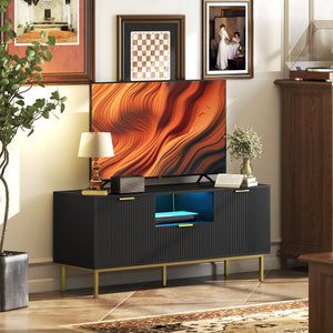 Modern TV Console for TVs up to 60 Inch, Entertainment Center with Smart RGB LED Lights and Soft Close – view 21