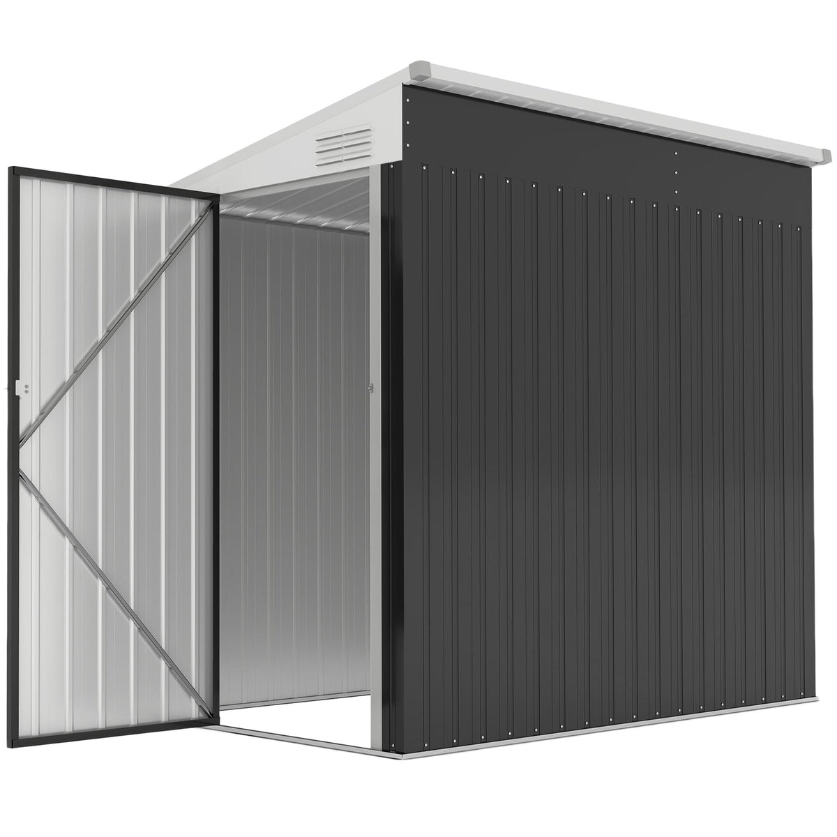 4' x 8' Outdoor Storage Shed Lean to Shed Outdoor Metal Tool Shed with Lockable Door and Air Vents – view 15
