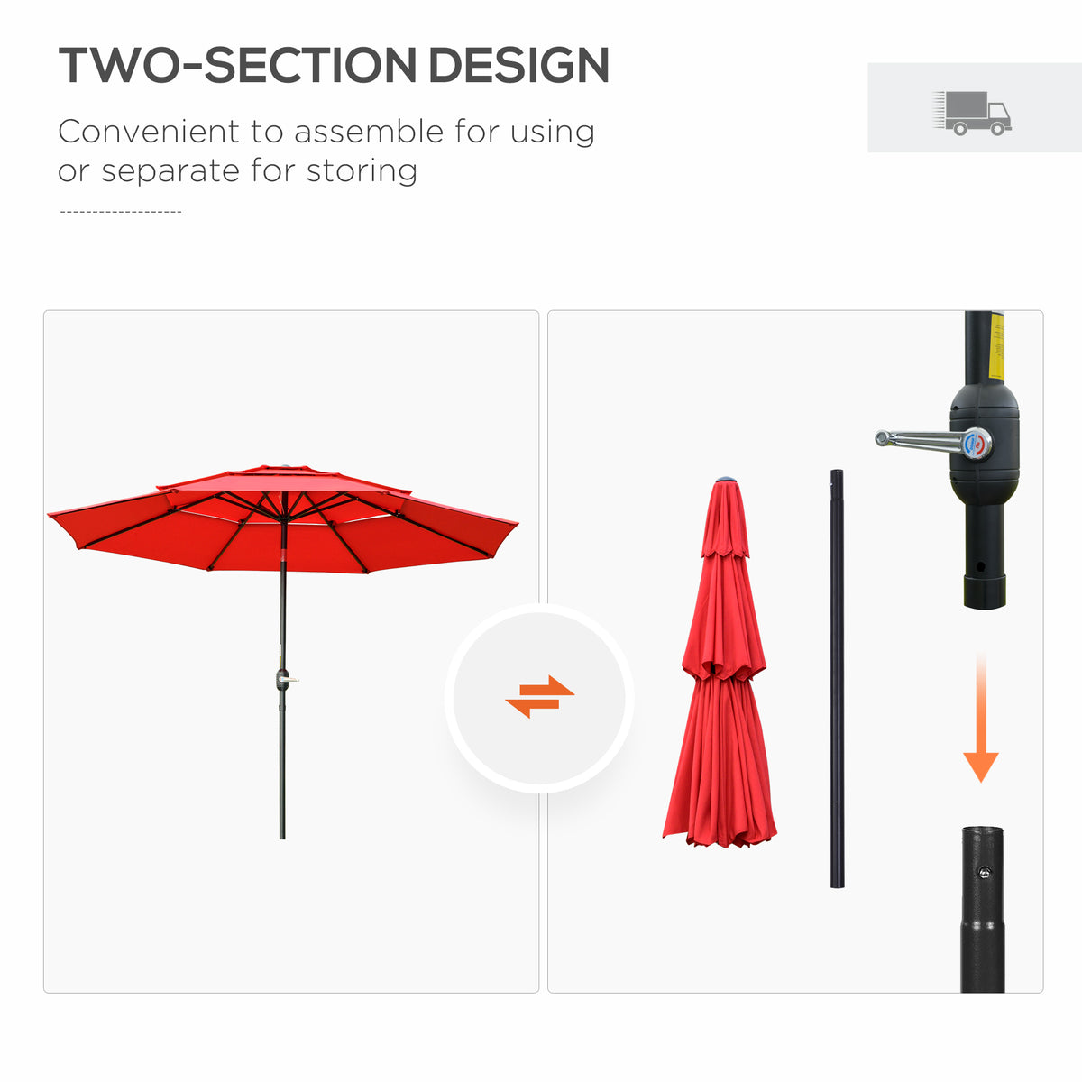 9FT 3 Tiers Patio Umbrella Outdoor Market Umbrella with Crank, Push Button Tilt for Deck – view 19