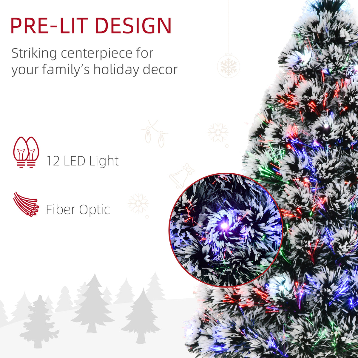 3ft Pre-Lit LED Optical Fiber Christmas Tree w/ Stand