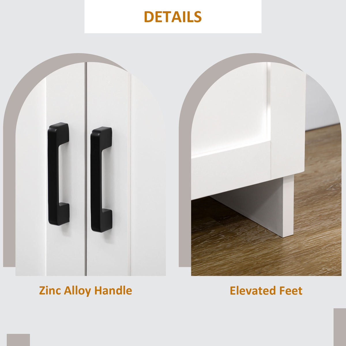 Modern Sideboard Buffet Cabinet, Modern Kitchen Storage Cabinet with 3 Doors Adjustable Shelves – view 12