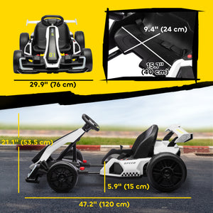 Aosom 24V Electric Go Kart, Battery Powered Kids Drift Kart with Adjustable Seat, Seat Belt, Horn, Music, Light