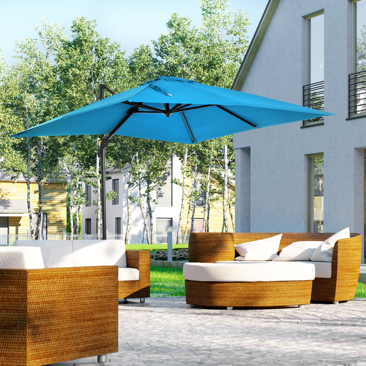 8' x 8' Square Patio Hanging Offset Umbrella with 360° Rotation – view 31