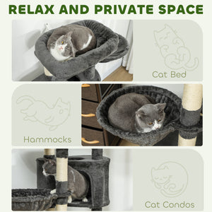 52.5" Cat Tree Tower with Scratching Posts, Cat Condos, Bed, Platforms, Hammocks, for Indoor Cats, Dark Grey – view 4