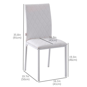 Modern Dining Chairs Set of 4, Upholstered Faux Leather Kitchen Chairs with Rhombic Tufting and Metal Legs – view 5