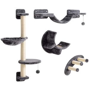 4Pcs Cat Wall Shelf with Scratching Post, Cat Wall Shelves for Relaxing, Climbing – view 2