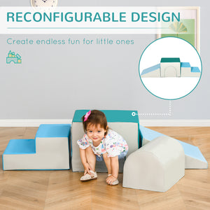 Qaba Foam Climbing Blocks for Toddlers, Kids Modular Play Set for Baby Children, Soft Play Equipment for Crawling Sliding, Easy-to-clean Safe DIY Creative, Multicolor