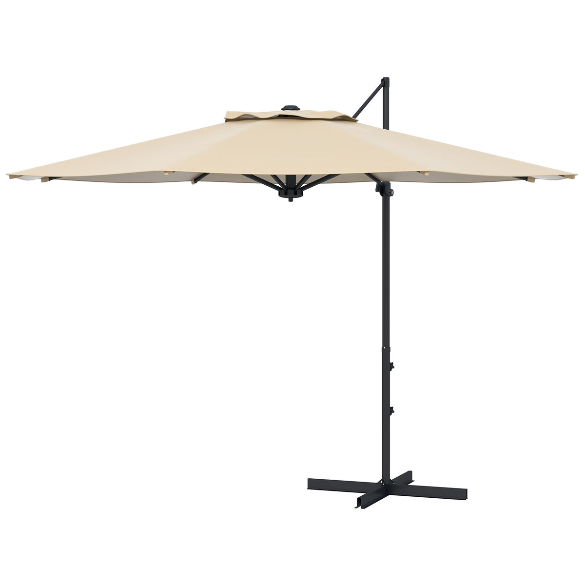 10 FT Cantilever Umbrella, Aluminum Hanging Offset Umbrella with 360°Rotation, Crank, Tilt, Cross Base, Grey