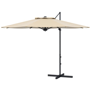 10 FT Cantilever Umbrella, Aluminum Hanging Offset Umbrella with 360°Rotation, Crank, Tilt, Cross Base, Grey