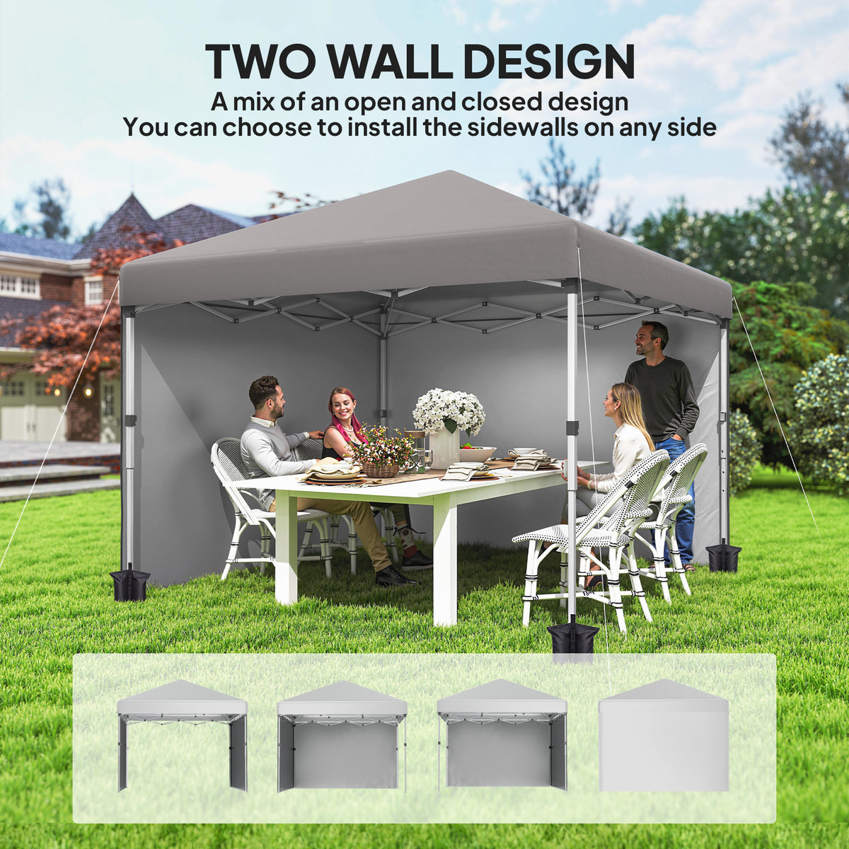 10' x 10' Pop Up Canopy with Sidewalls, Roller Bag, Height Adjustable Instant Tent for Outdoor, Garden – view 17