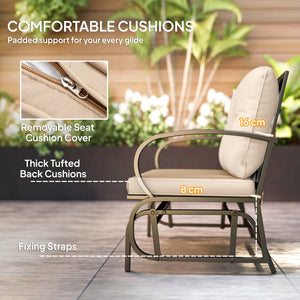 2-Person Outdoor Glider Chair, Patio Double Rocking Loveseat with Steel Frame and Cushions for Backyard – view 4