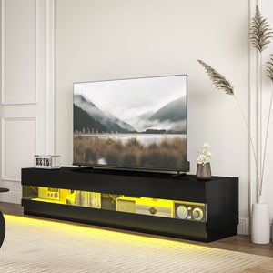 Lighted TV Stand for TVs up to 75", TV Cabinet with Storage for Living Room, High Gloss White – view 14