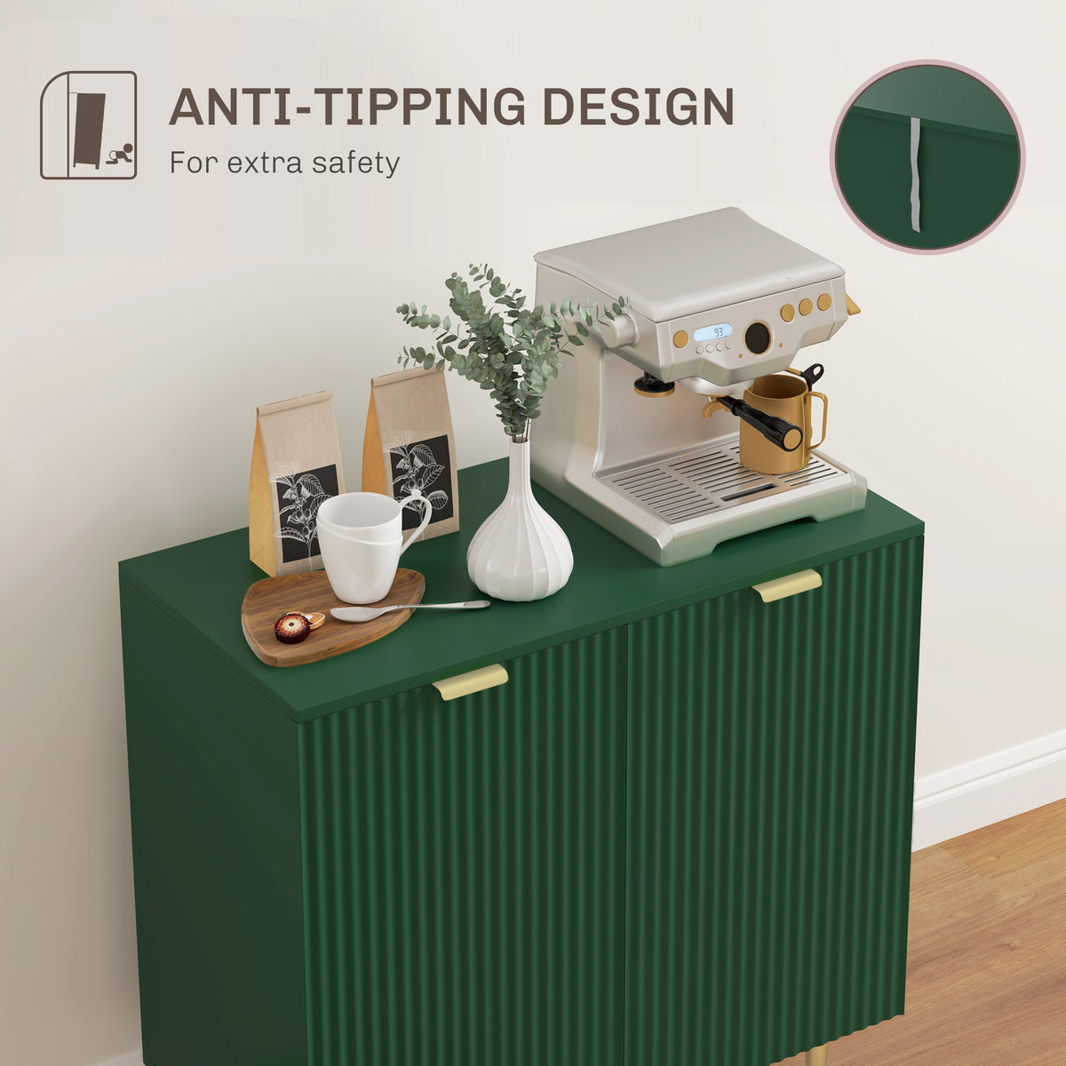 Modern Kitchen Storage Cabinet, Sideboard Buffet Cabinet with Adjustable Shelves and Metal Legs for – view 13