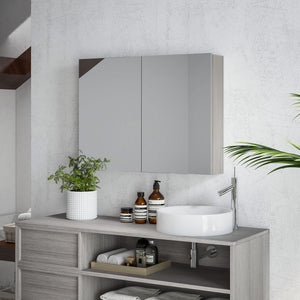Bathroom Mirror Cabinet, Wall-Mounted Storage Organizer with Double Doors, Adjustable Shelf, White – view 14