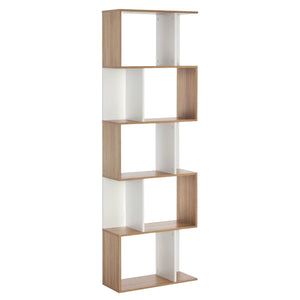 5-Tier Geometric Bookcase Display Shelf Storage Shelf Modern Room Divider Living Room Home Office Furniture, White