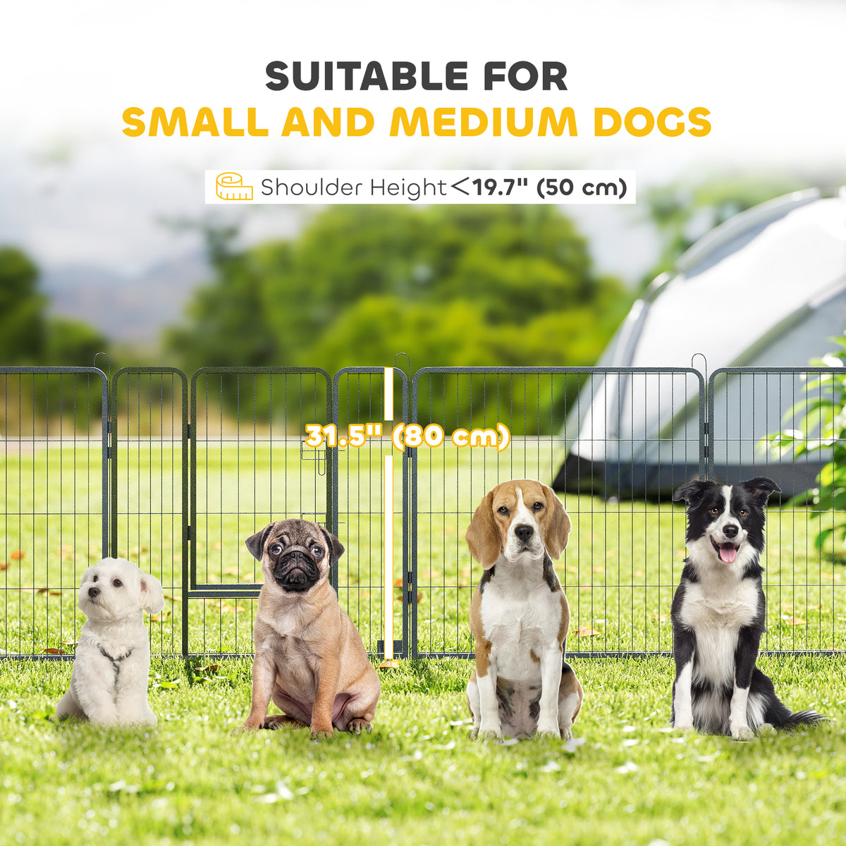 Heavy Duty Dog Playpen, 16 Panels Pet Playpen Dog Fence, Portable Puppy Exercise Pen, with 2 Doors Locking Latch, Outdoor or Indoor Use 23.5" Height