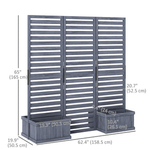 Outdoor Privacy Screen Wood Privacy Panel with 4 Planter Boxes, Raised Bed with 3 Panels, Drainage Holes – view 9
