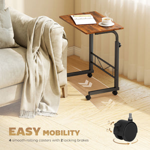 Mobile Standing Desk with Adjustable Height, 23.5 inch Stand Up Desk with Wheels, Natural Wood