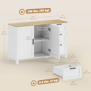 Buffet Cabinet with Soft-Close Doors, Modern Sideboard with 3 Drawers for Living Room, Kitchen – view 9
