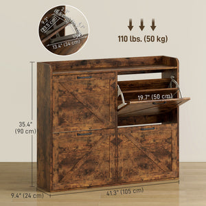 Narrow Shoe Storage Cabinet with 4 Flip Drawers, Adjustable Shelves, 16 Pair Farmhouse Shoe Cabinet – view 2