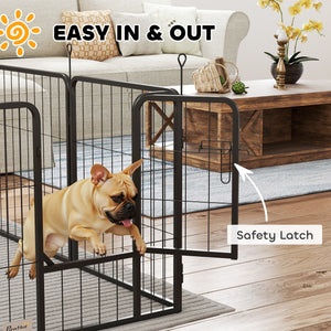 16 Panels Dog Playpen with Straps, Portable & DIY, for Small Dogs, for Yard, RV, Camping, Garden, 24" Height