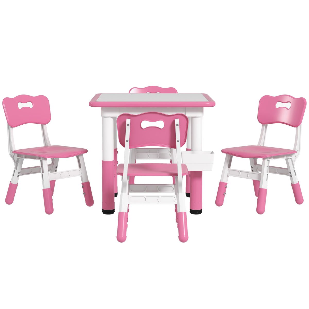 Qaba 5 Pieces Toddler Table and Chair Set, Height Adjustable Activity Table and Chair Set for Nursery Classroom