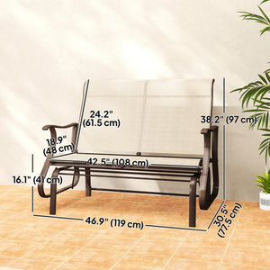 2-Person Outdoor Glider Chair, Patio Glider Rocking Chair with Mesh Seat and Backrest – view 2