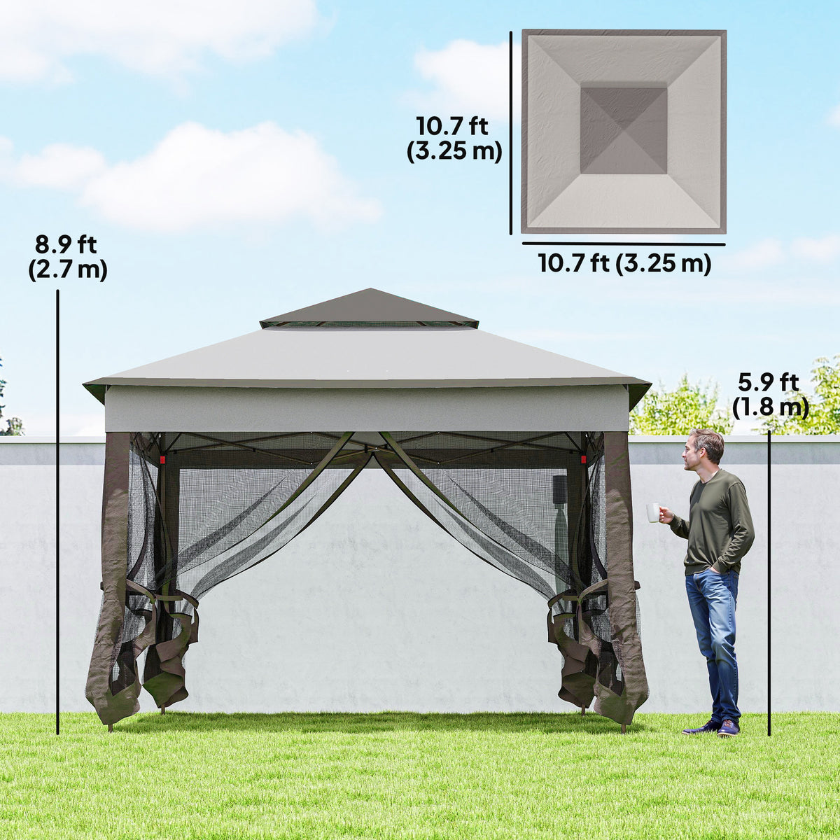 11' x 11' Pop Up Canopy 2-Tier Soft Top Shelter Event Tent w/ Netting Carry Bag for Patio Backyard Garden – view 9